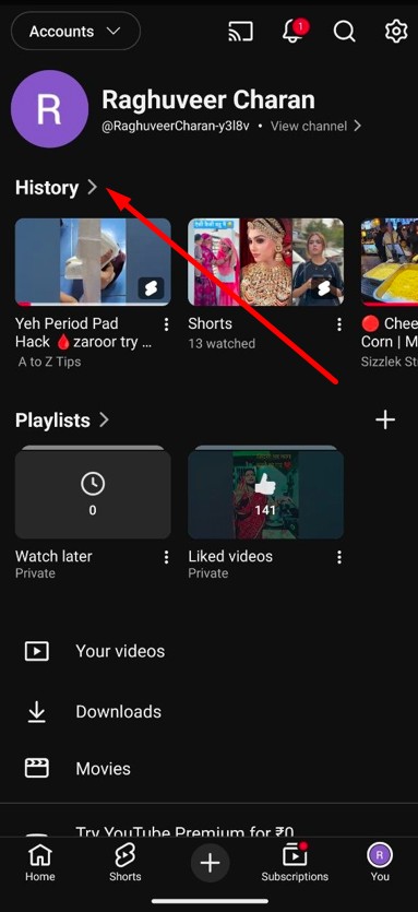click history in mobile