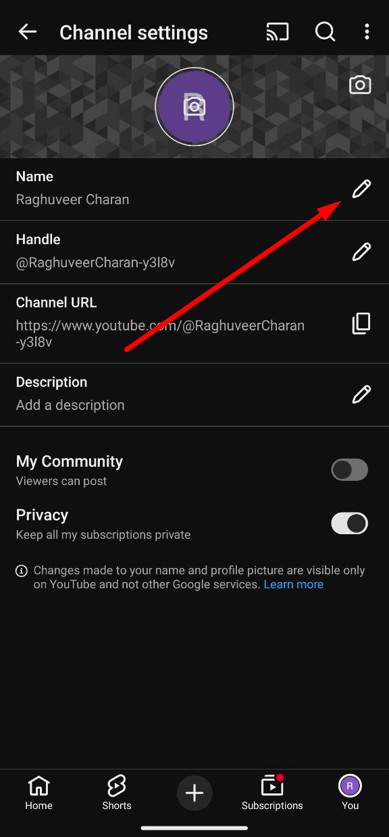 click name edit option