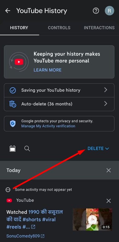 click on delete