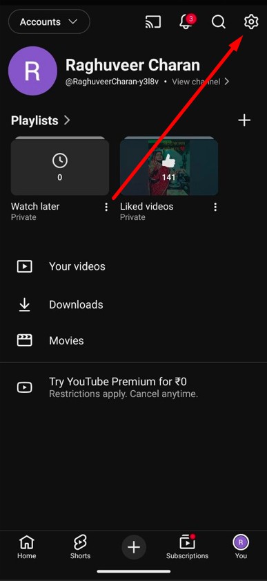 click on setting icon