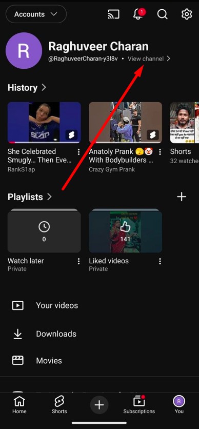 click view channel