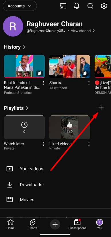 click plus icon in playlist
