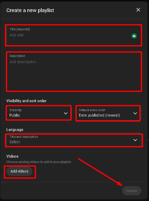 create playlist