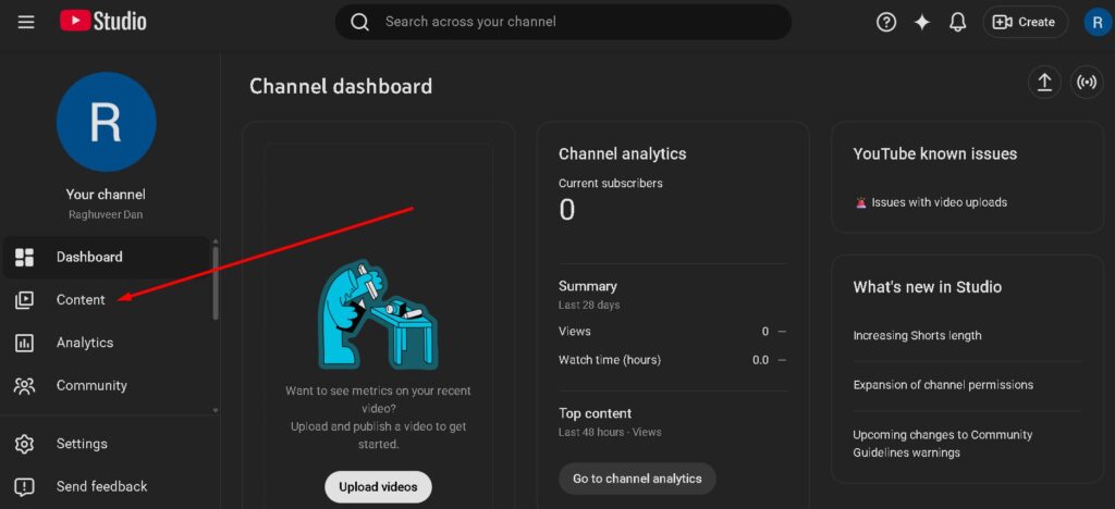 select content option