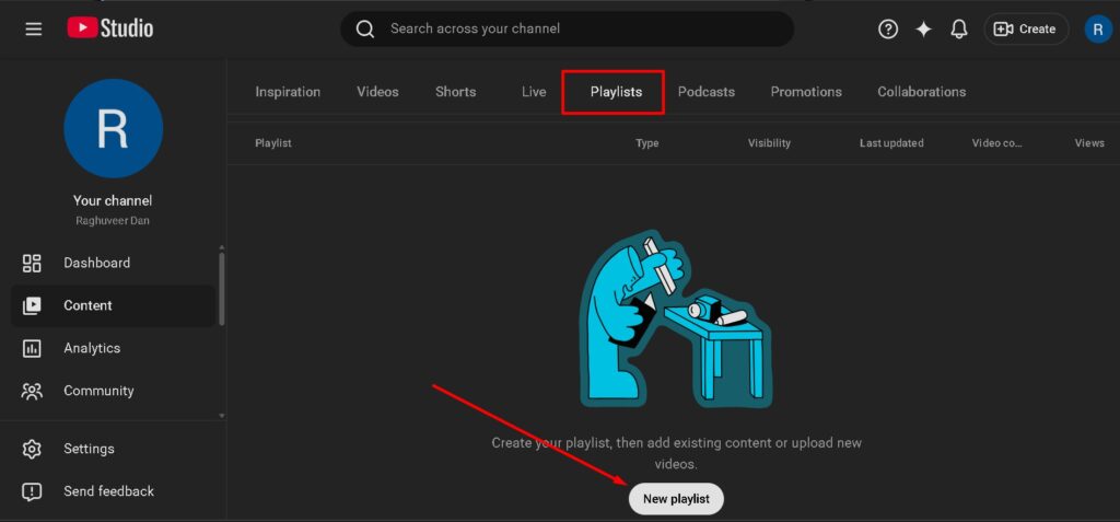 select new playlist option