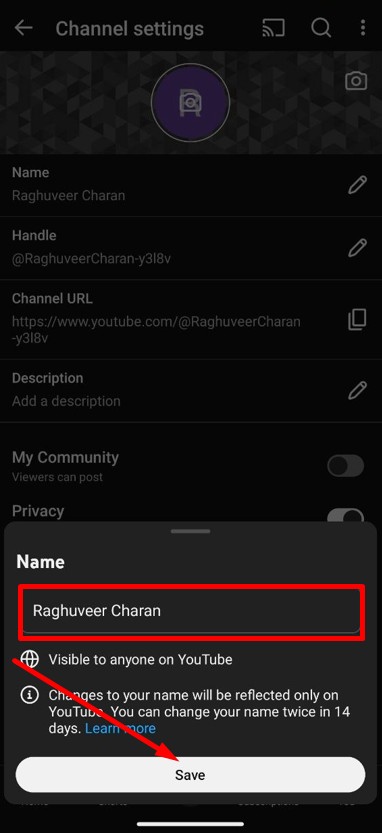 type new name