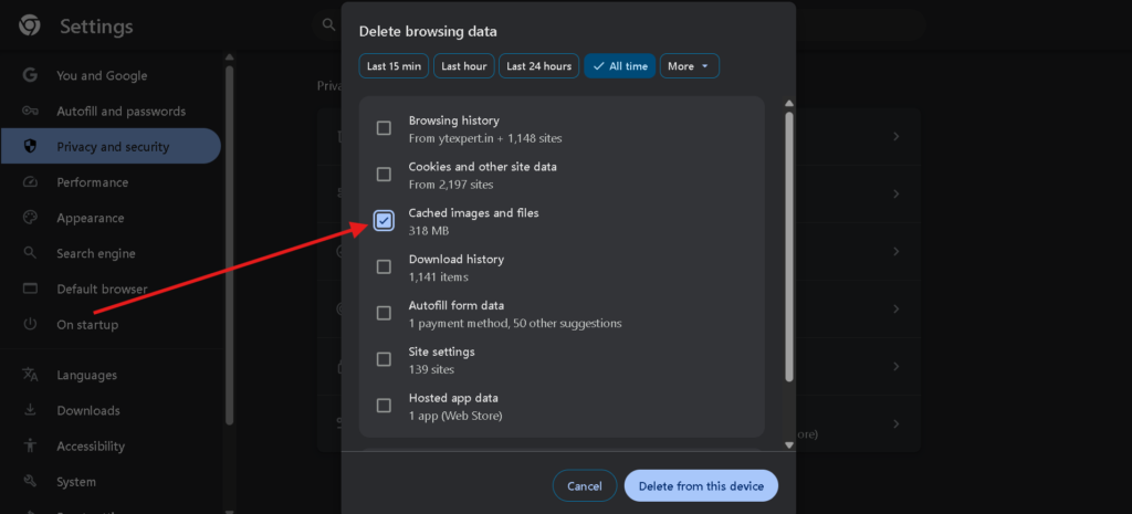 cached images and files