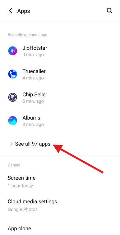 click see all apps option