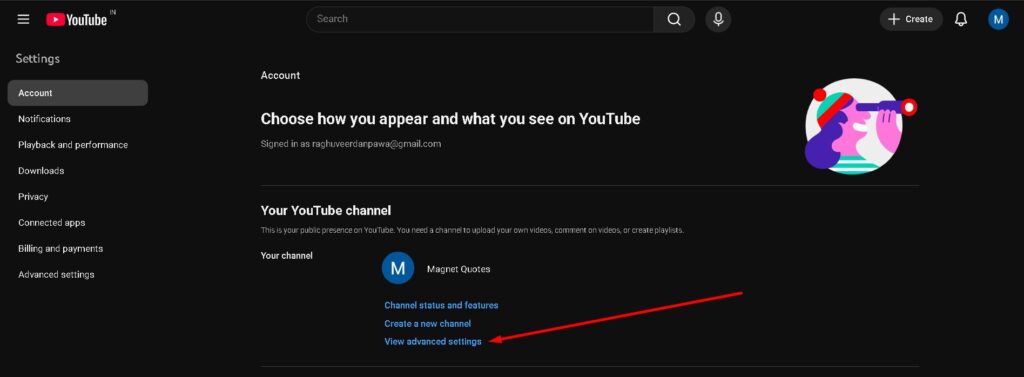 click advance settings