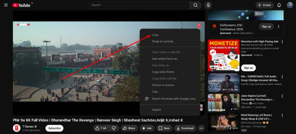 click loop option